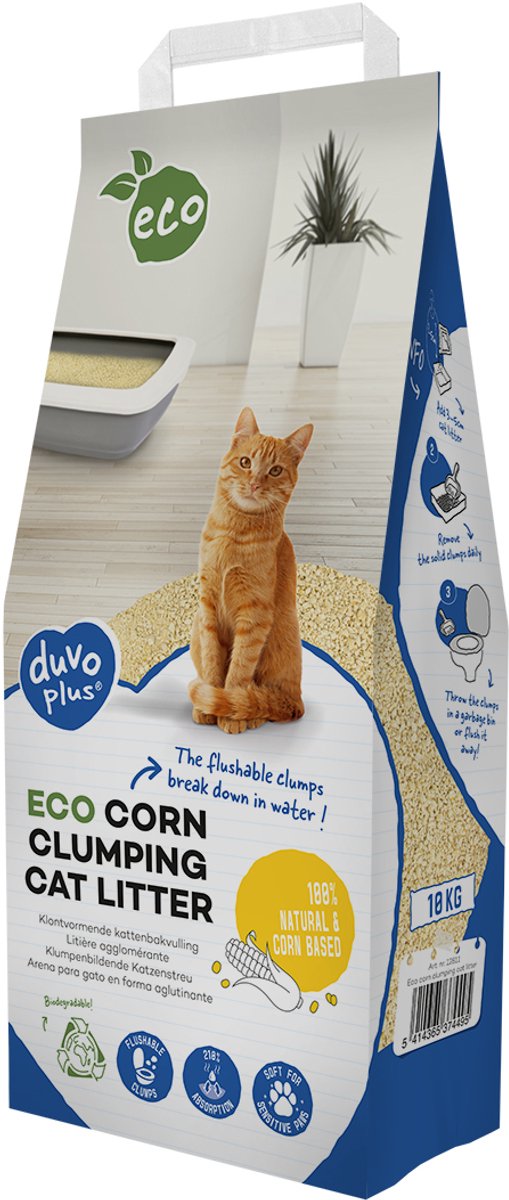 Duvo plus - Katzenstreu - Katze - Öko-Katzenstreu mit Maisklumpen 10 kg 16,37 l - 1 Stk