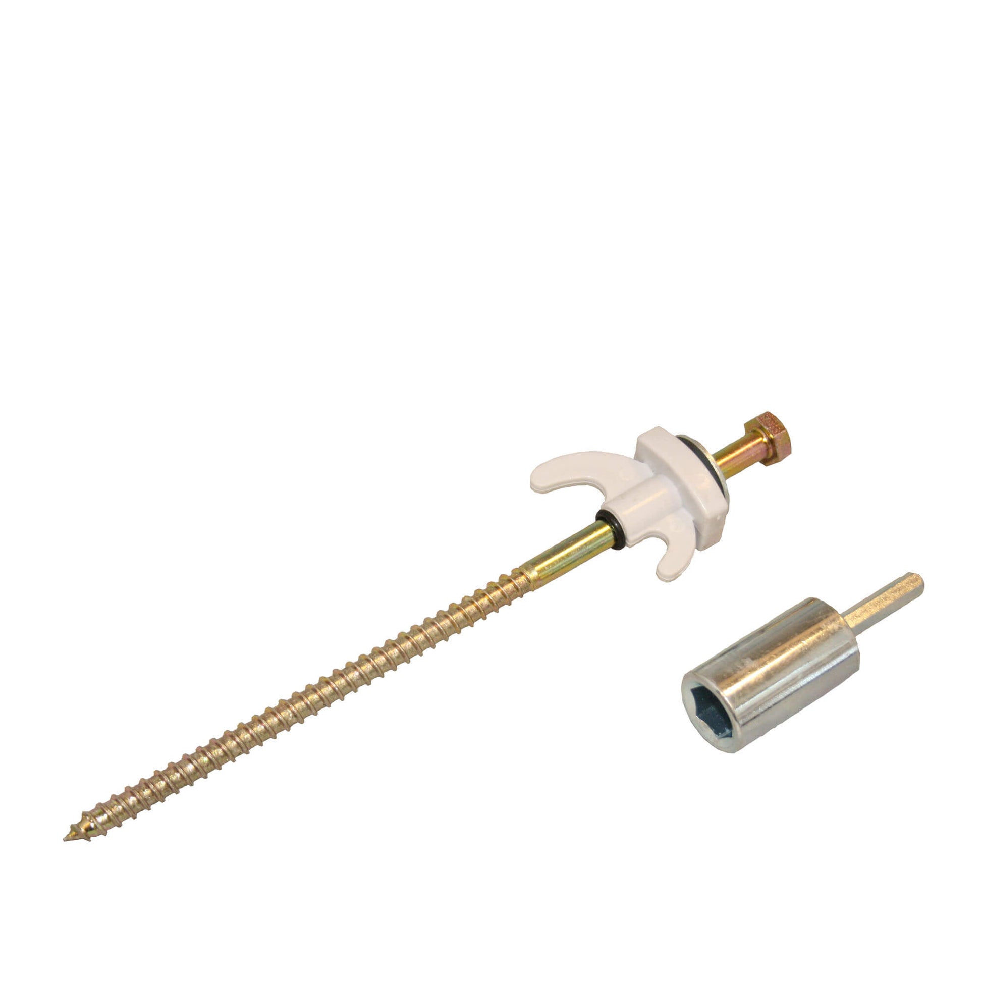Zeltheringe für harten Untergrund mit Schraubenkopf und Adapter für Bohrmaschine - 20er-Set im Koffer