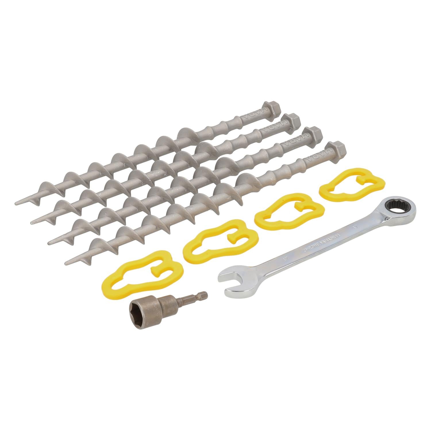 Alu-Camp Komplettset Schraubheringe 31cm (4er-Set) - inklusive Adapterstück und Schraubenschlüssel