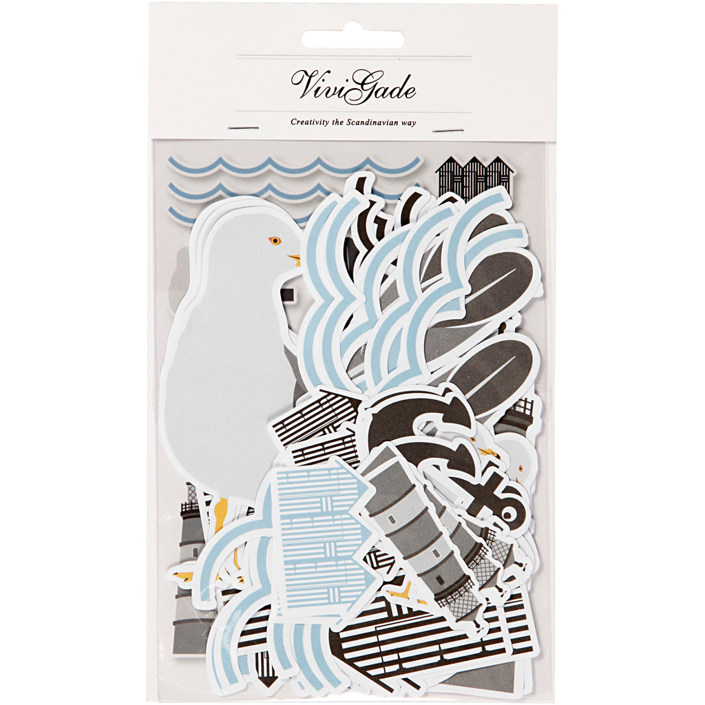 Vivi-Gade-Etiketten, Größe 3,1–11,4 cm, schwarz, blau, grau, weiß, 54 Stück 1 Box