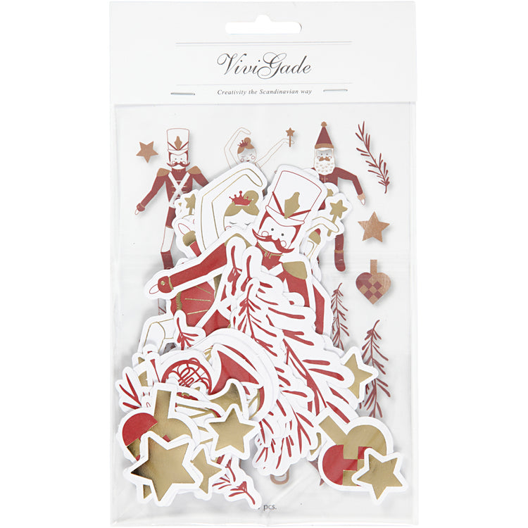 Vivi-Gade-Etiketten, Größe 2,2 x 12,5 cm, Gold, Rot, Weiß, 57 Stück 1 Box