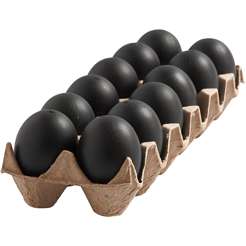 Creativ Company Eier, H: 6 cm, schwarz, 12 Stück, 1 Box
