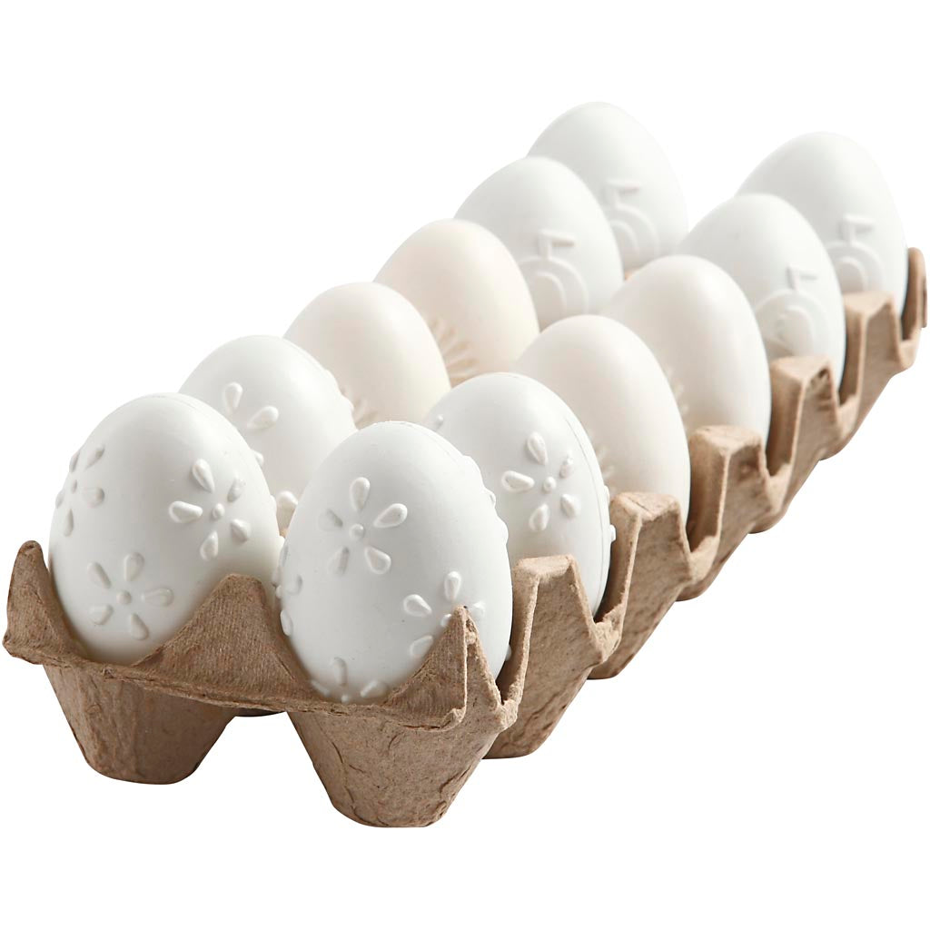 Creativ Company Eier, Muster, H: 6 cm, weiß, 12 Stück 1 Box