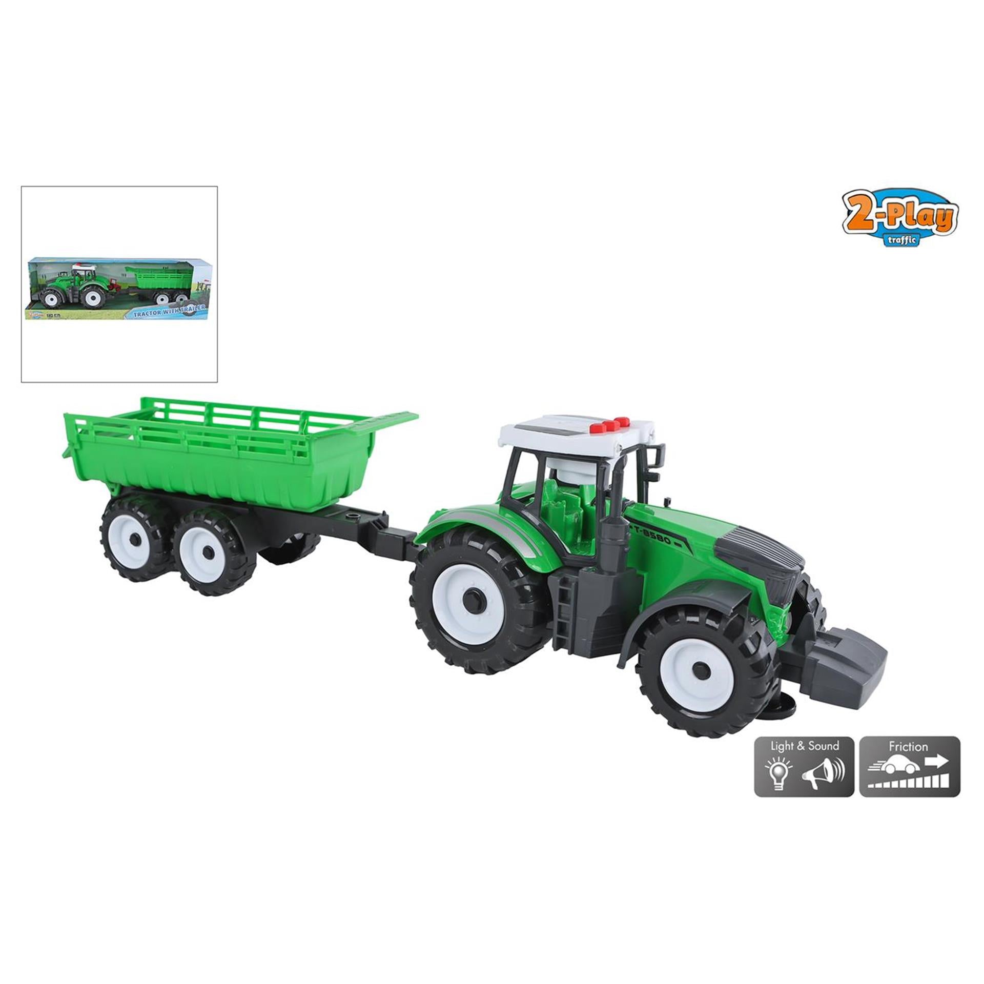 2-Spiele-Traktor mit Trailer und Trinkgeldfunktion mit Licht und Klang