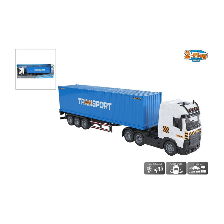 2-Spiele-LKW mit Anhänger-Reibungslicht und Sound 38 cm