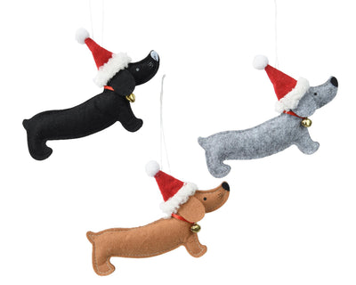 Decoris Weihnachtsanhänger Dackel Filz 15cm