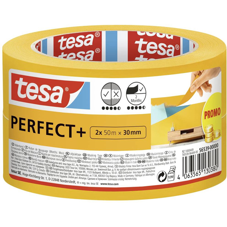 Tesa 1070948 – Abdeckband Perfect + 2 x 50 m x 30 mm Aktion | 6 Stück