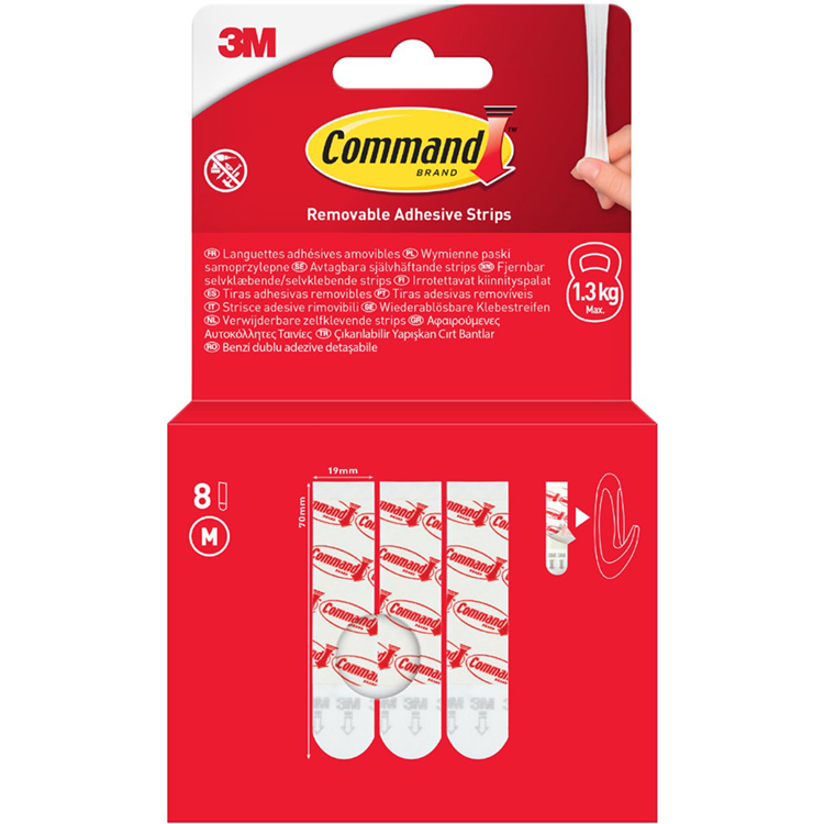 3 m 1075985 – Command-Klebestreifen s 8 Stück abnehmbar | 12 Stück