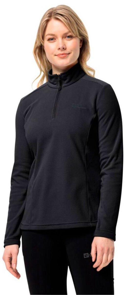Jacke Wolfskin Taunus Fleece mit halbem Reißverschluss schwarz M Frau