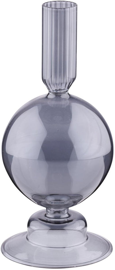 Arti Casa Kerzenhalter für Tafelkerze – Kerzenhalter transparent – Wohnzimmerdekoration – ø8 x 18 cm – Grau – Glas