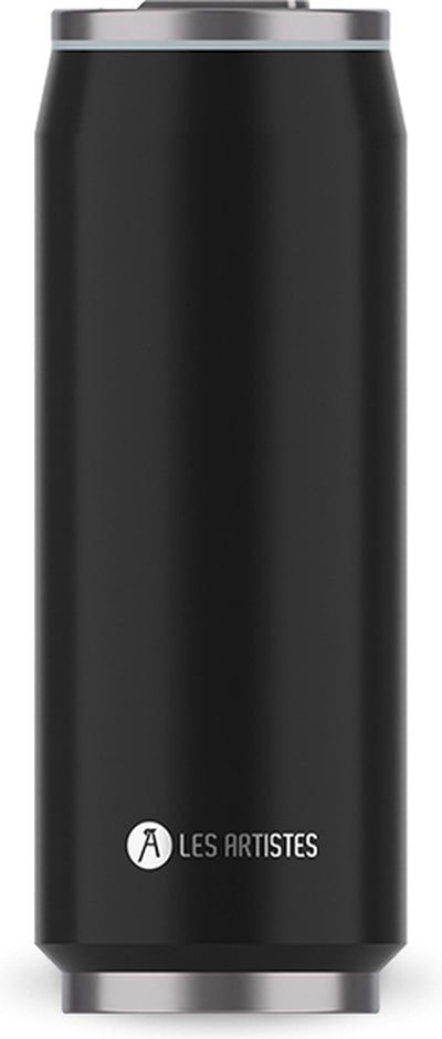Les Artistes Paris Thermosbecher Dose 500 ml – mit integriertem Strohhalm – Schwarz – LP-A1881