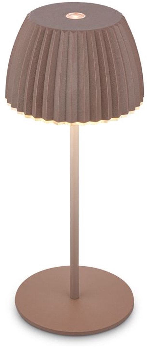 B.k.licht Briloner Champ Mini – wiederaufladbare Mini-Tischleuchte – kabellose Lampe – Touch-dimmbar – für drinnen und draußen – Gewinner des Deutschen Designpreises 2025 – braun – ø8,5 x 20 cm