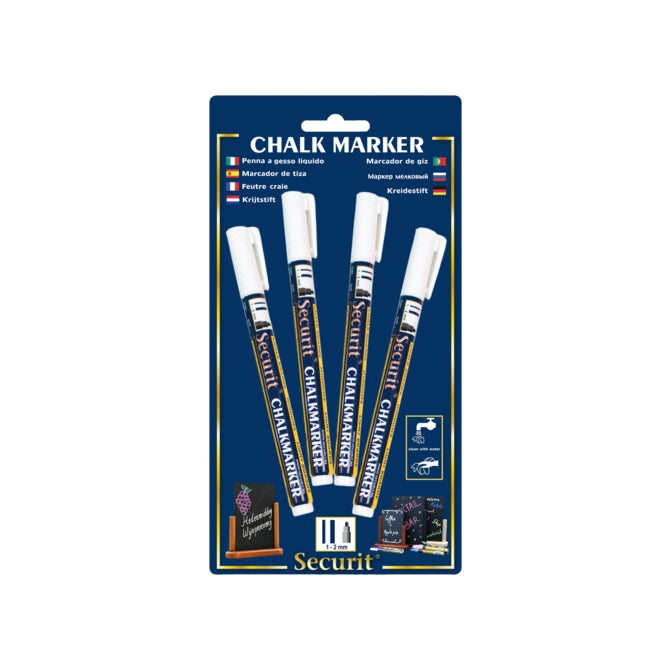 Quantore Kreidemarker rund weiß 1-2mm, 4 Stk