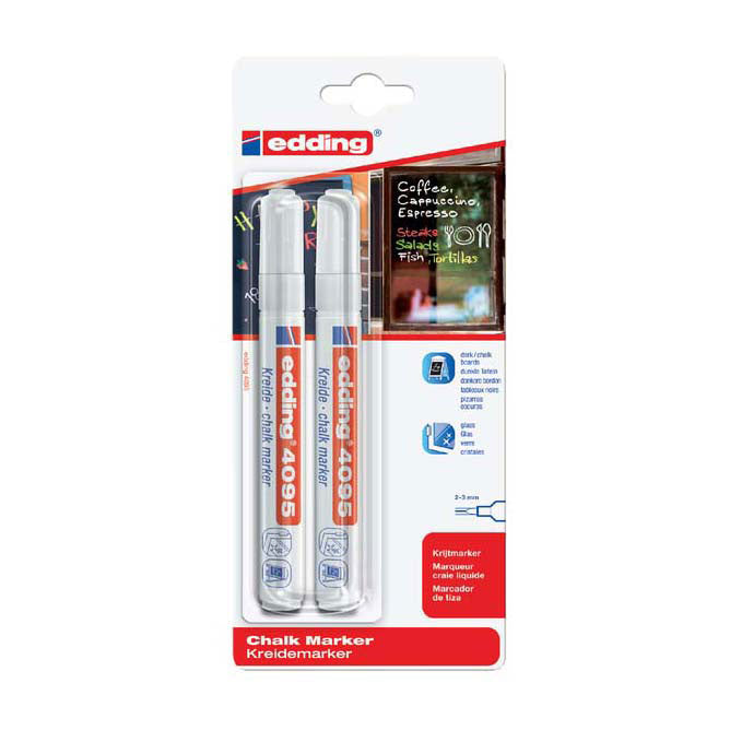 Quantore Kreidemarker Edding White, 2st.