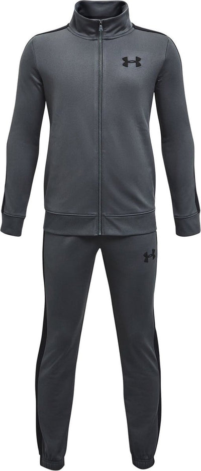 Under Armour UA Rival Knit Track Suit – grauer Jungen-Trainingsanzug – Pechgrau – Schwarz