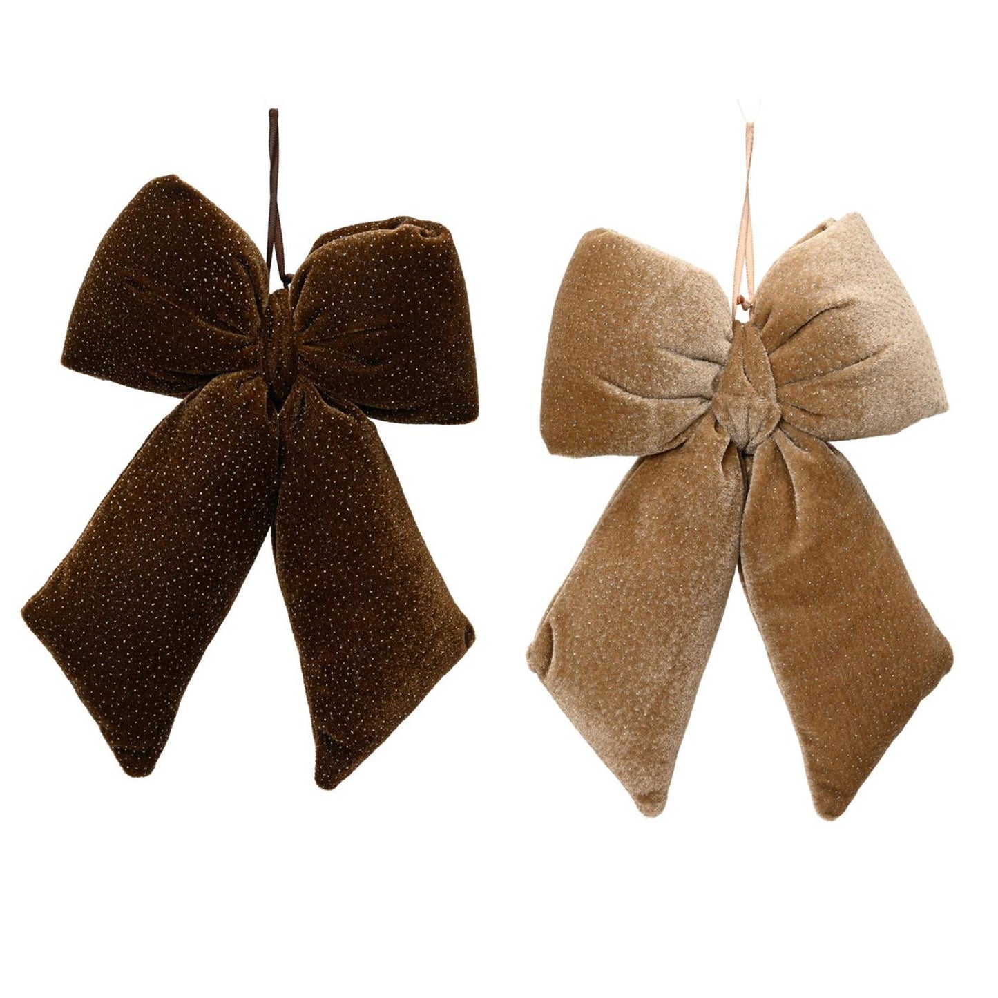 Decoris Schleifensamt mit Glitzer Polyester 2cmx11x14cm braun beige 2-fach sortiert