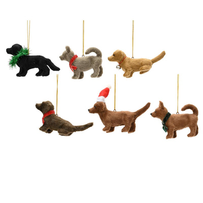 Decoris Weihnachtsanhänger Hund 11,5x3,5x6cm Kunststoff 6-fach sortiert