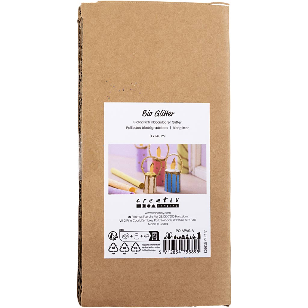 Creativ Company Bio Sparkles, verschiedene Farben, 8x140 ml 1 Box