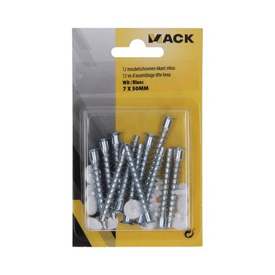 Mack 1075810 - 12 Möbelschrauben 6-kant Sechskant 7 x 50mm | 10 Stück
