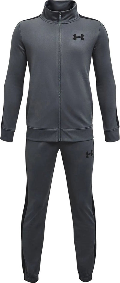 Under Armour UA Rival Knit Track Suit – grauer Jungen-Trainingsanzug – Pechgrau – Schwarz