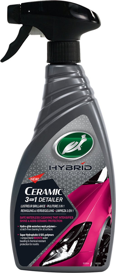 Turtle Wax HS Keramik 3in1 Detailer – sichere wasserlose Reinigung – zur Lackpflege – intensiviert den Glanz – regelmäßig verwenden – 500 ml