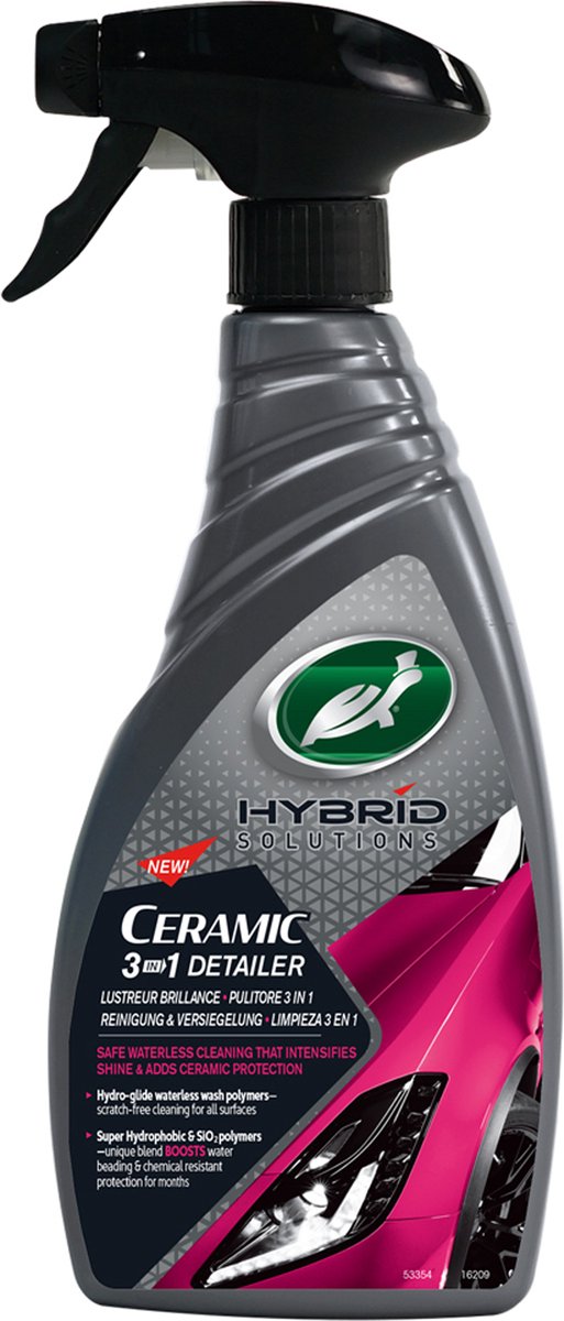 Turtle Wax HS Keramik 3in1 Detailer – sichere wasserlose Reinigung – zur Lackpflege – intensiviert den Glanz – regelmäßig verwenden – 500 ml