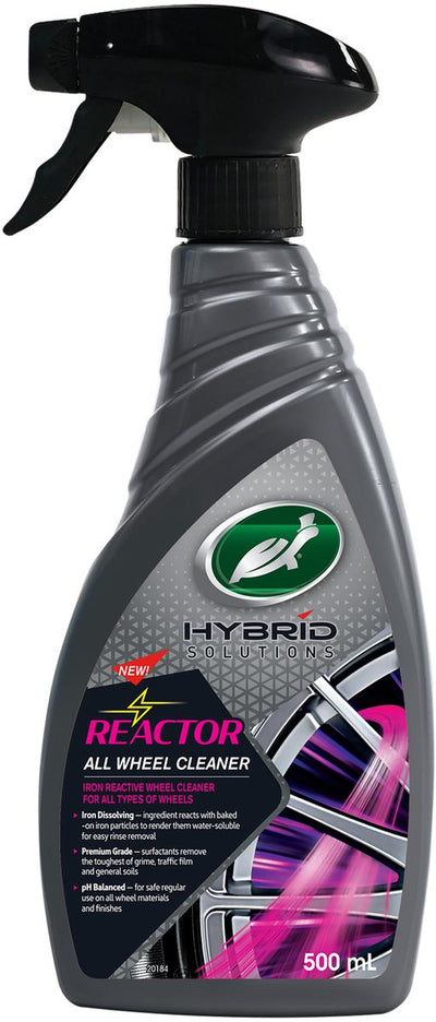 Turtle Wax Hybrid Solutions Reaktor – Felgenreiniger – für alle Felgentypen – mit eisenlösendem Inhaltsstoff – entfernt hartnäckigen Schmutz, Bremsstaubpartikel – Farbwechsel sorgt für visuelles Signal – 500 ml