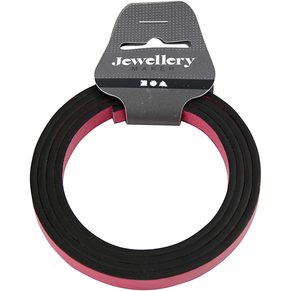 Creativ Firmenband aus Kunstleder, B: 10 mm, Stärke 3 mm, rosa, 1 m 1 Box