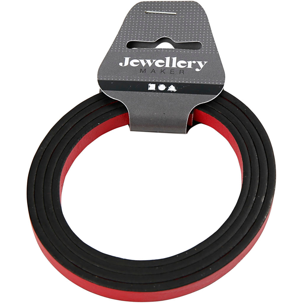 Creativ Firmenband aus Kunstleder, B: 10 mm, Stärke 3 mm, rot, 1 m 1 Box