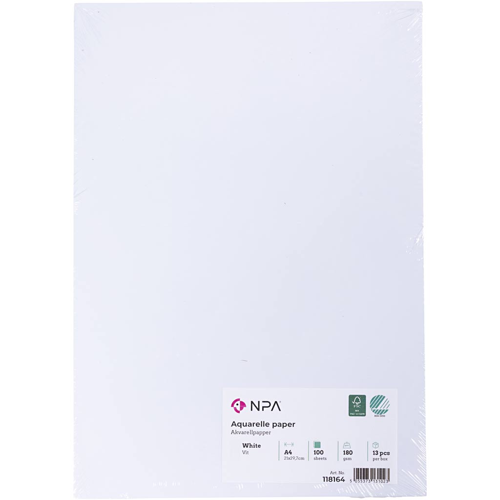 Aquarellpapier, A4, 180 g, weiß, 100 Blatt 1 Box