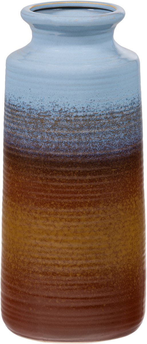 Woood Jahrzehnte Vase XL - Keramik - Blau-Gelb - 38xø17 cm