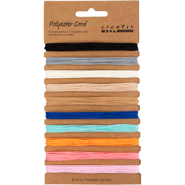 Creativ Company Polyesterschnur, Stärke 0,6 mm, verschiedene Farben, 10x4 m 1 Karton
