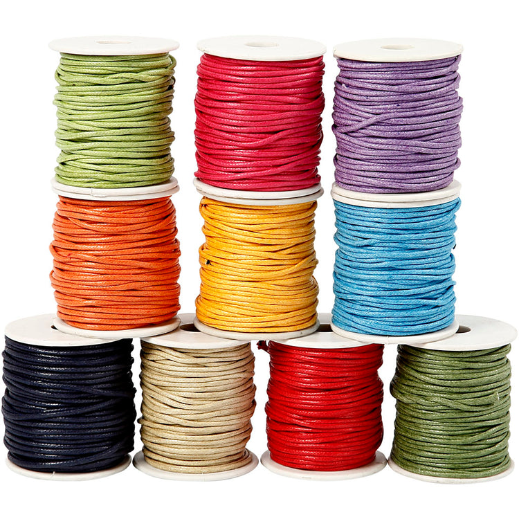 Creativ Company Baumwollkordel, Stärke 2 mm, kräftige Farben, 10x25 m 1 Karton