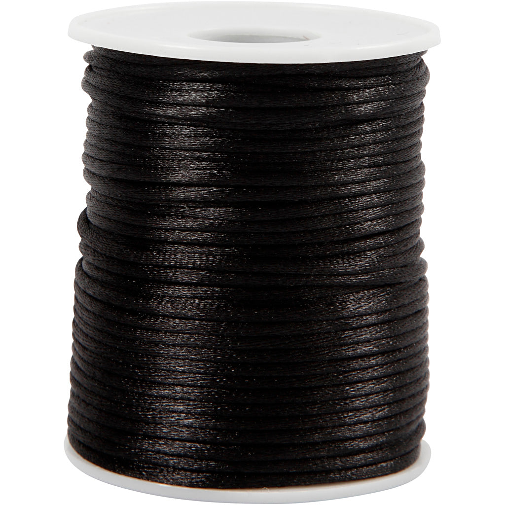 Creativ Company Satinschnur, Stärke 2 mm, schwarz, 50 m 1 Rolle