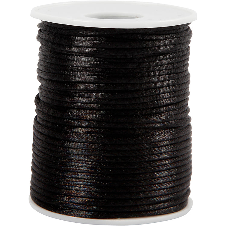 Creativ Company Satinschnur, Stärke 2 mm, schwarz, 50 m 1 Rolle