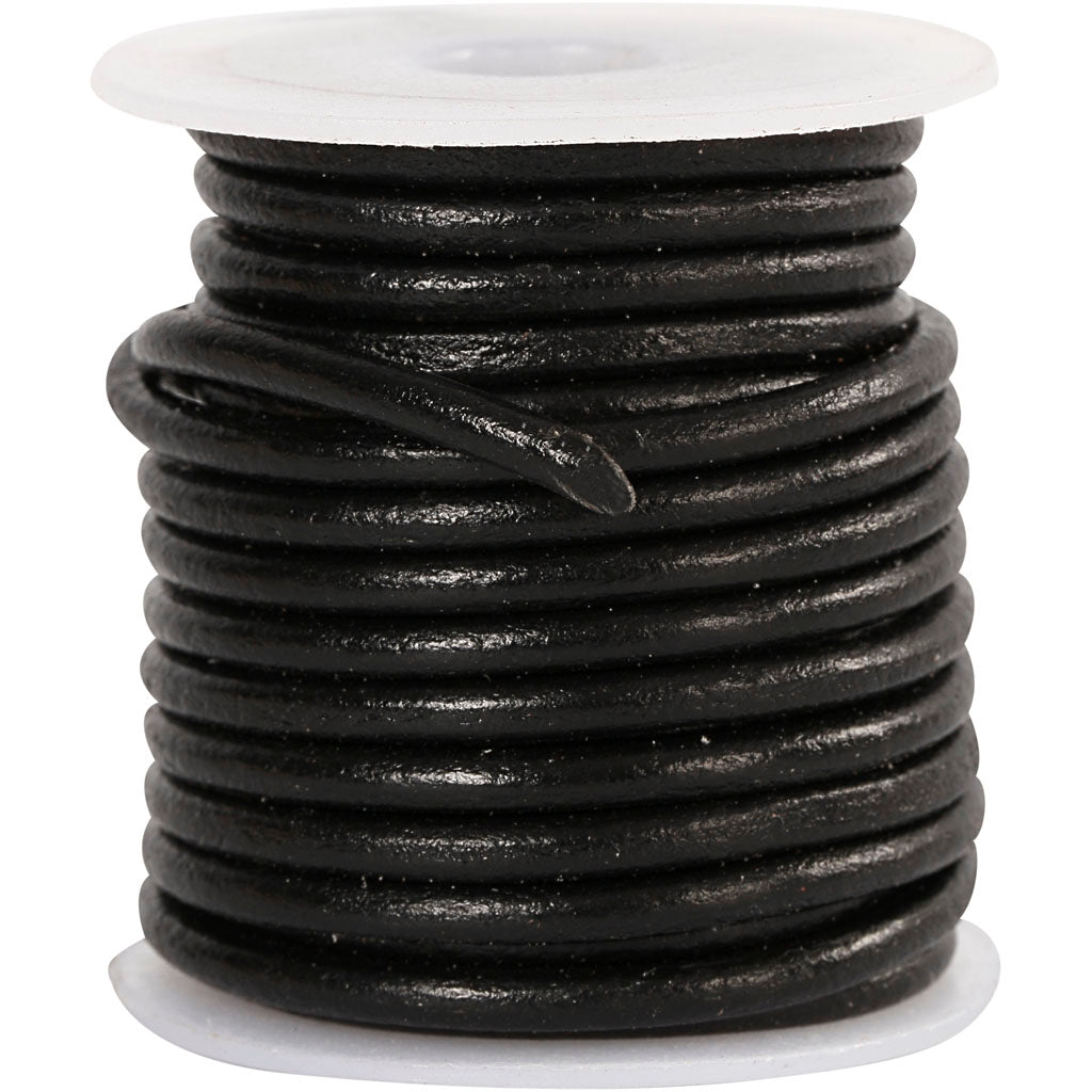 Creativ Company Lederband, Stärke 3 mm, schwarz, 5 m 1 Rolle