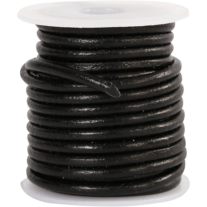 Creativ Company Lederband, Stärke 3 mm, schwarz, 5 m 1 Rolle
