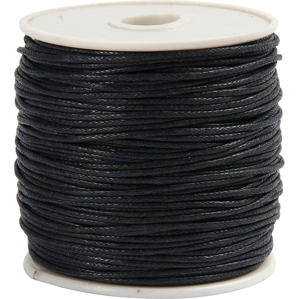 Kreativfirma Baumwollkabel Schwarz Dicke 1mm, 40 m