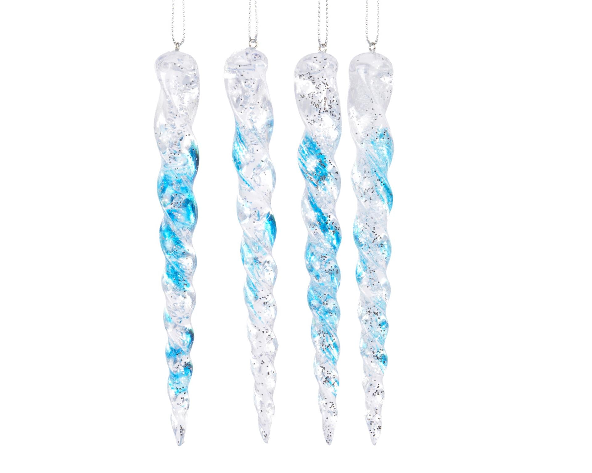 Decoris Eiszapfen aus Kunststoff, eisblau, 15 cm, 4er-Set