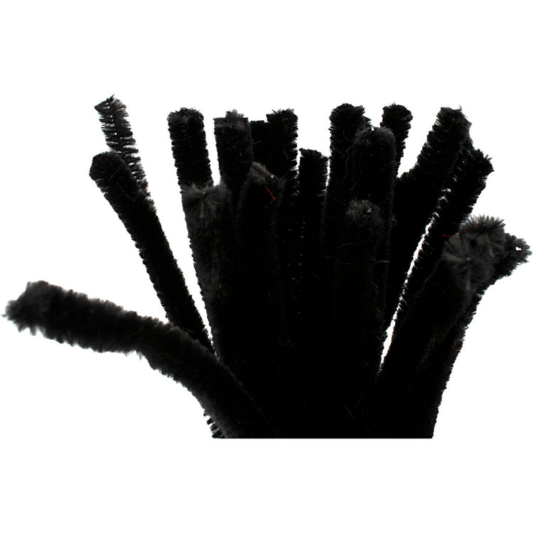 Kreativfirma Chenille, L: 30 cm, Dicke 9 mm, schwarz, 25 Stück 1 Box