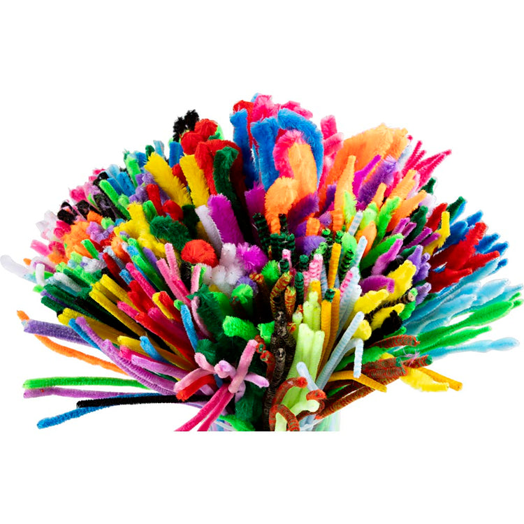 Creativ Company Chenille, L: 30 cm, Stärke 6-15 mm, verschiedene Farben, 500 div. 1 Box