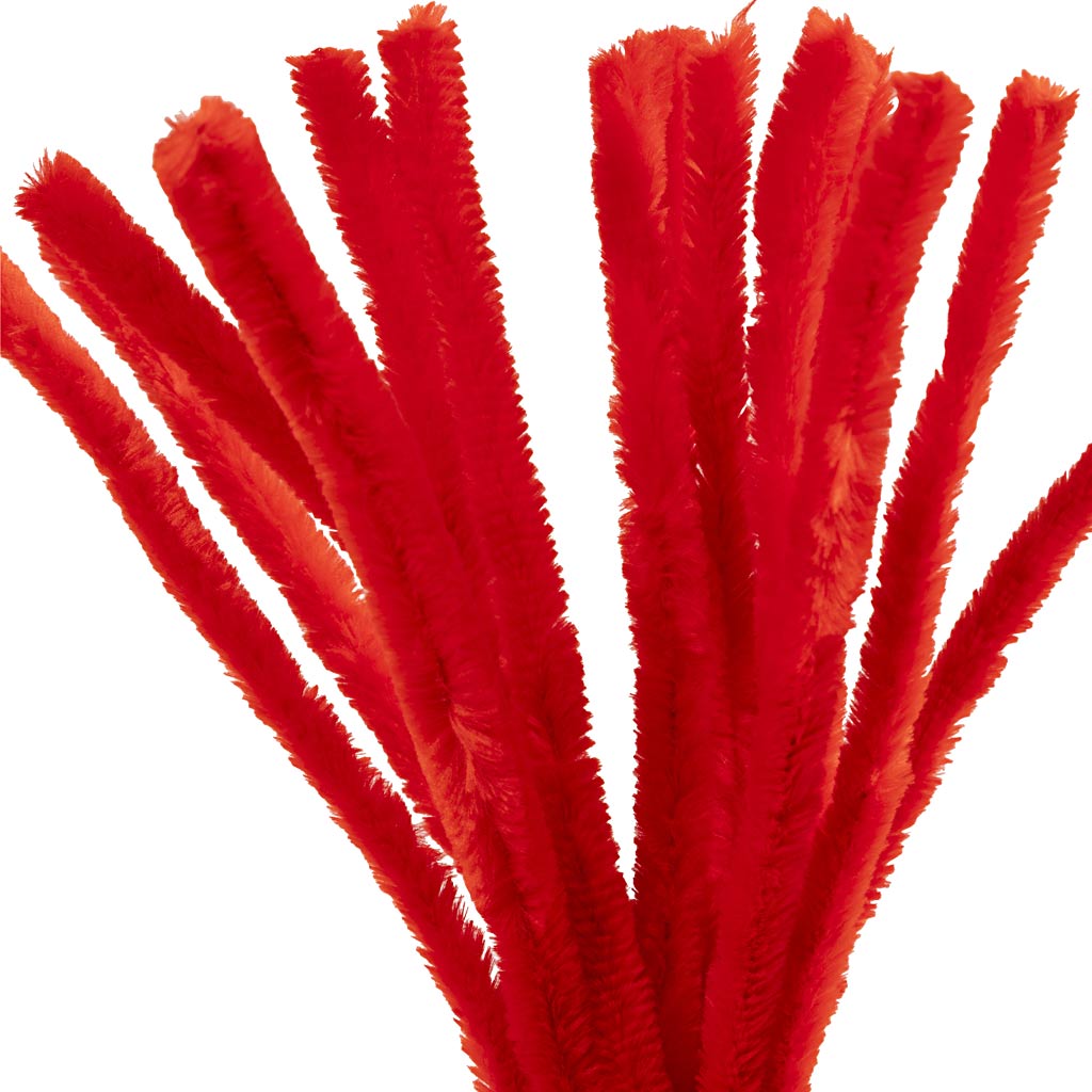 Kreativfirma Chenille, L: 30 cm, Dicke 15 mm, rot, 15 Stück 1 Box