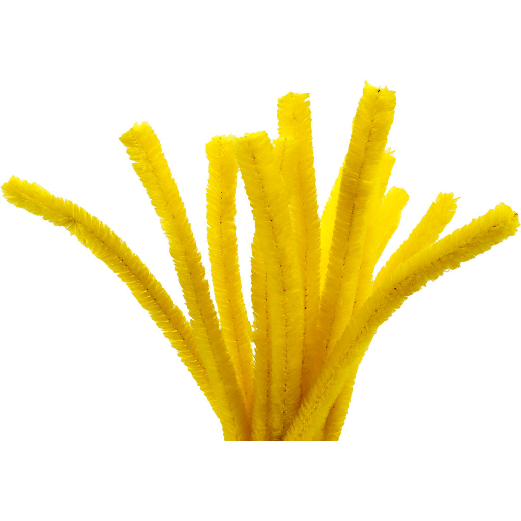 Creativ Company Chenille, L: 30 cm, Stärke 15 mm, gelb, 15 Stück 1 Box