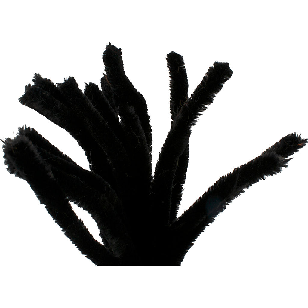 Creativ Company Chenille, L: 30 cm, Stärke 15 mm, schwarz, 15 Stück 1 Box
