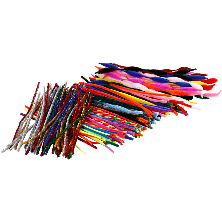Creativ Company Chenille, L: 30,5 cm, Stärke 4-6 mm, verschiedene Farben, 250 div. 1 Box