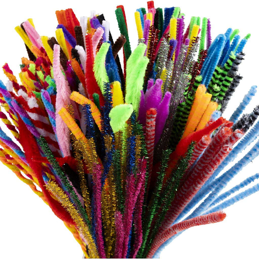 Creativ Company Chenille, L: 30,5 cm, Stärke 4-6 mm, verschiedene Farben, 250 div. 1 Box
