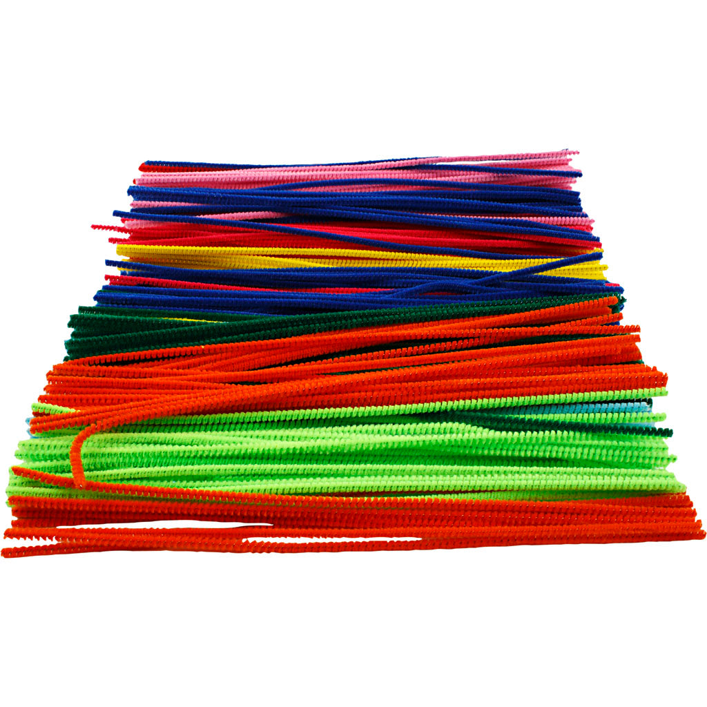 Creativ Company Chenille, L: 30 cm, Stärke 4 mm, verschiedene Farben, 300 div. 1 Box
