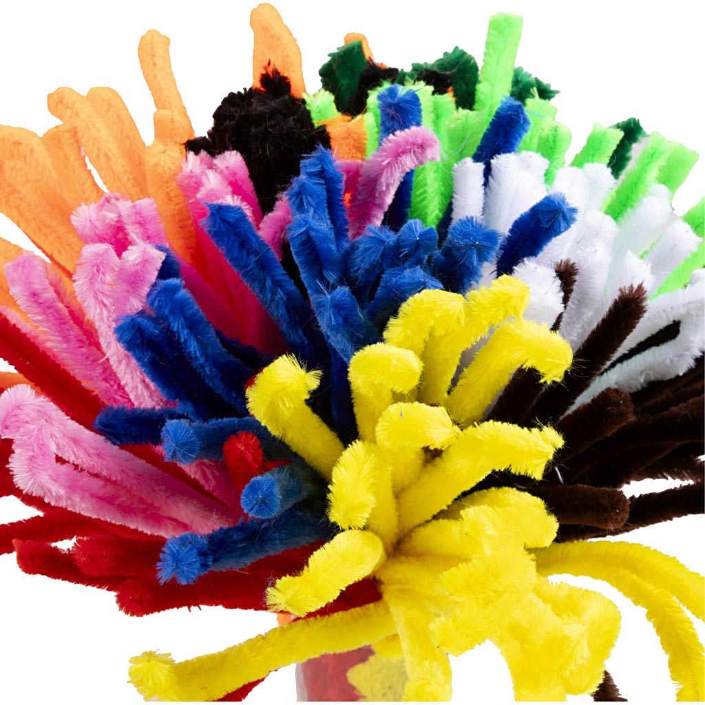 Creativ Company Chenille, L: 30 cm, Stärke 15 mm, verschiedene Farben, 200 div. 1 Box