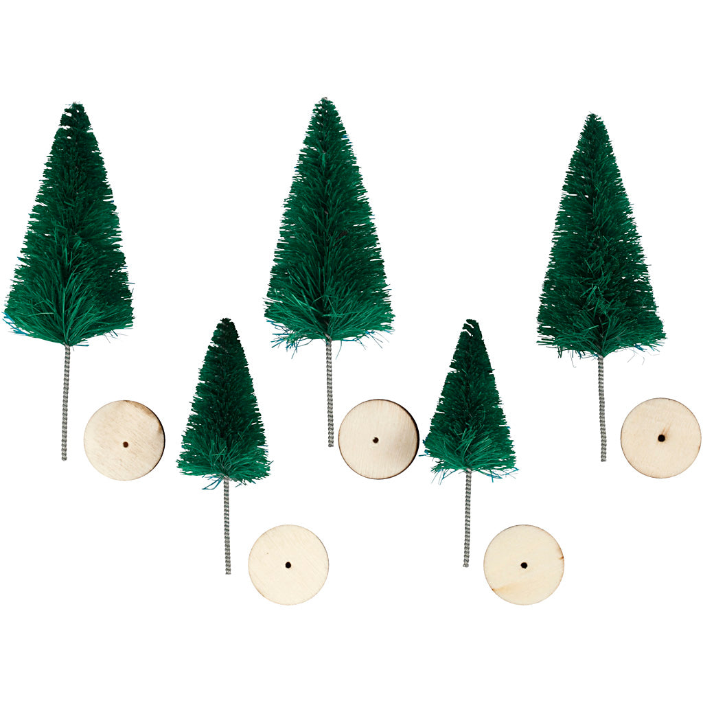 Creativ Company Weihnachtsbäume, H: 40+60 mm, grün, 5 Stück 1 Karton