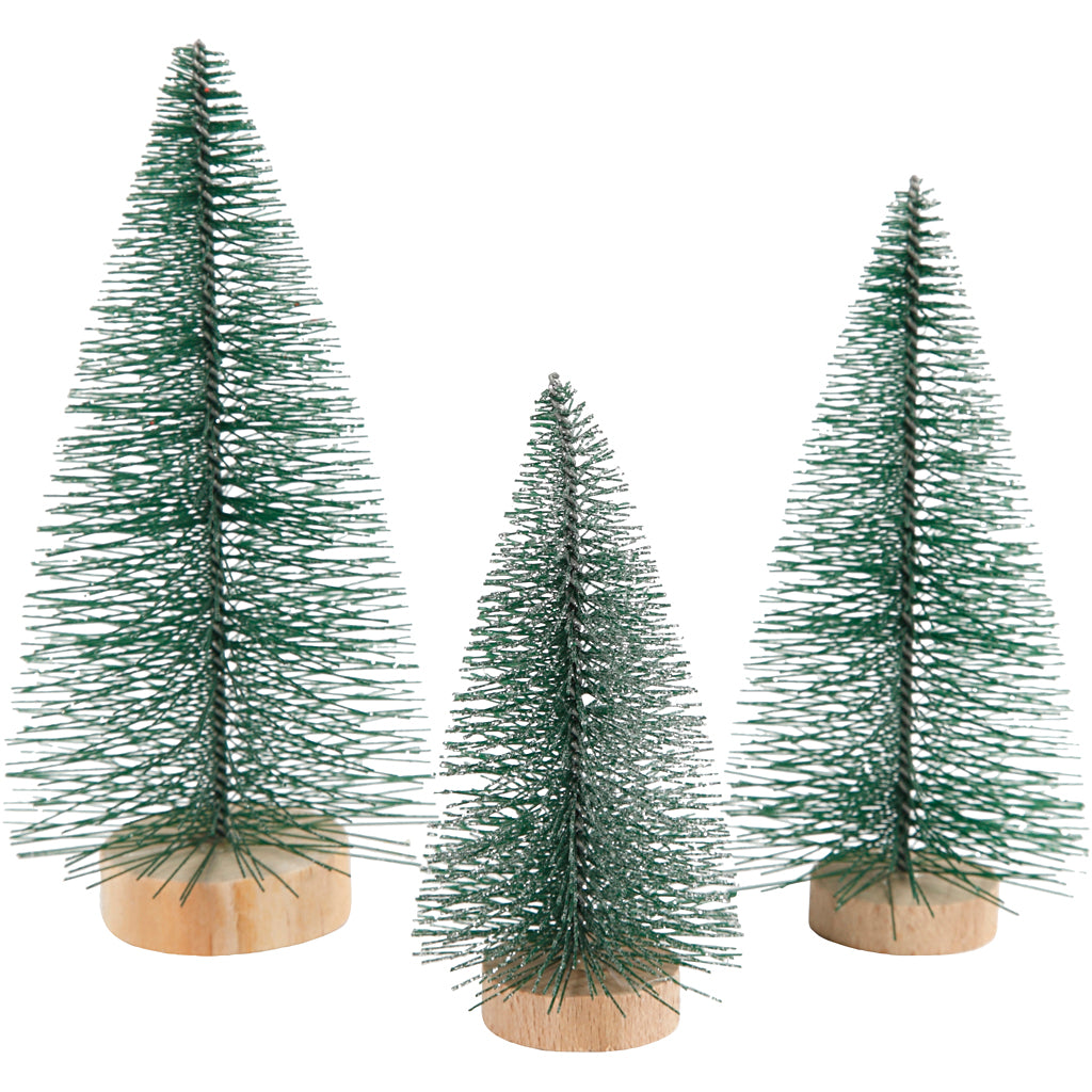Creativ Company Weihnachtsbäume vielfältig mit hölzernem Stehen, 3st.